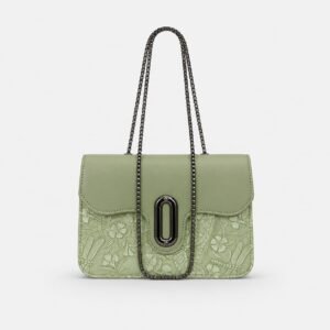 Blush Floral Embossed Ladies Handbag Green