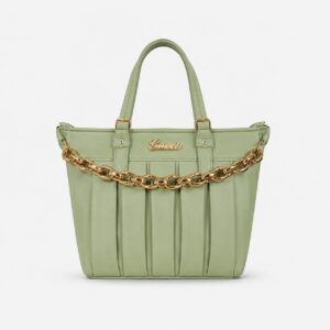 Pak Mayyar Elegance Pleated Tote Handbag with Pleated Design, Decorative Metal Chain Detail and Tassel Charm