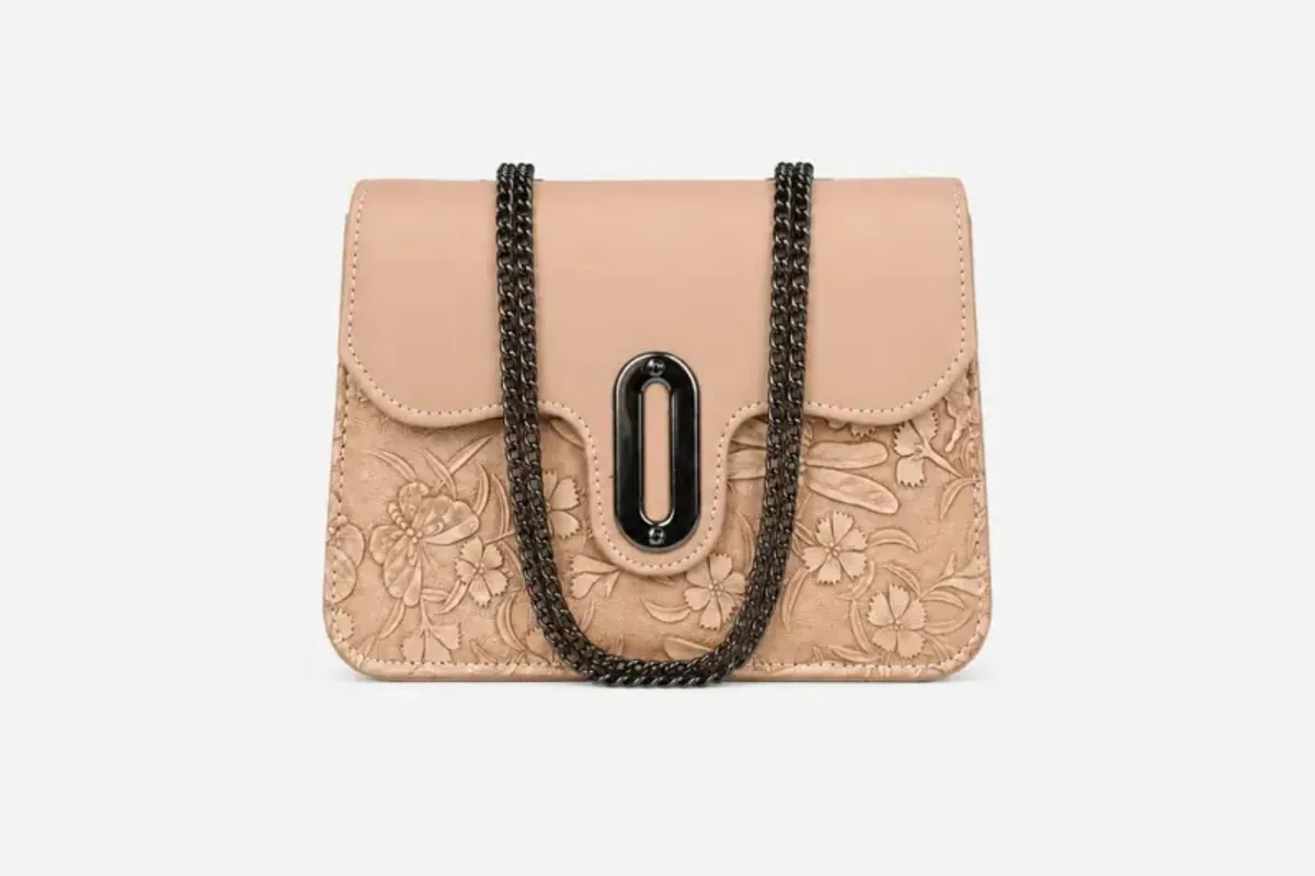 Blush Floral Embossed Ladies Handbag